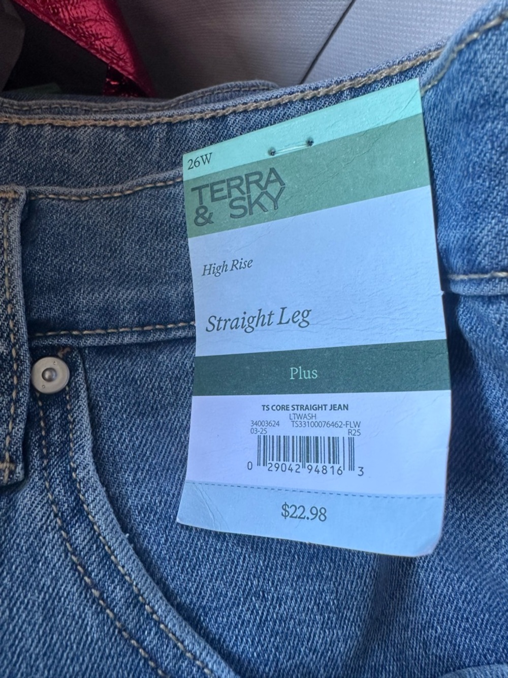 Terra & Sky Straight Leg Jeans - Denim Blue